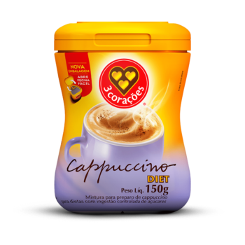 Cappuccino Solúvel Diet 3 Corações Pote 150g