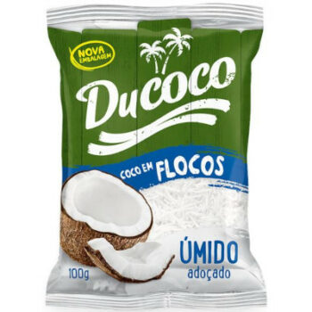 Coco Ralado Úmido Adoçado em Flocos Ducoco Pacote 100g