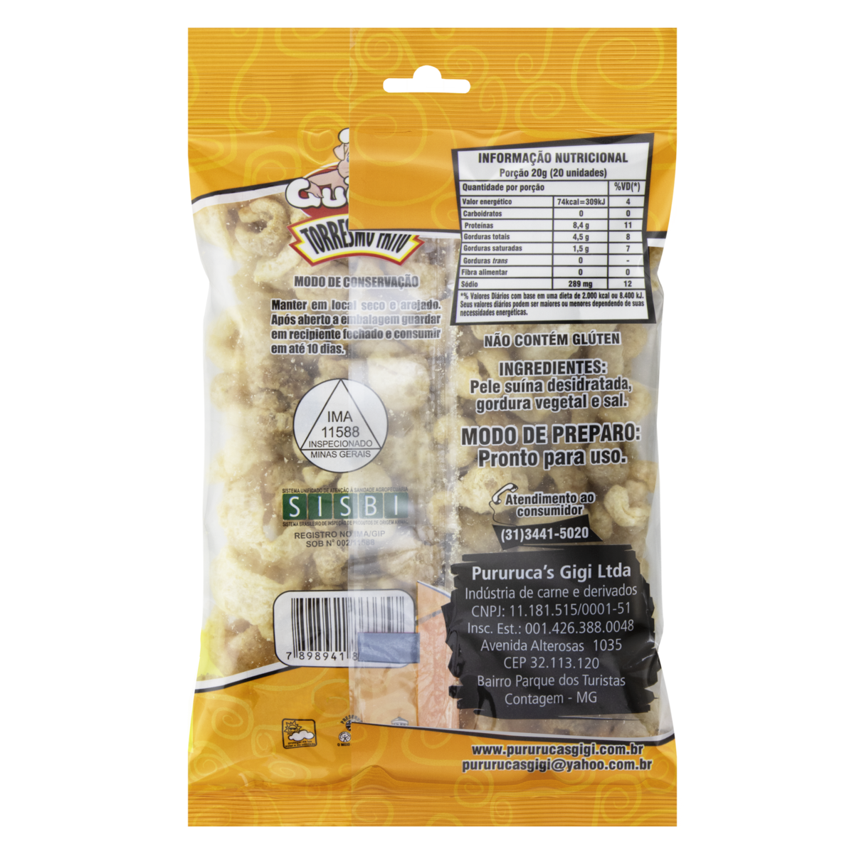 Torresmo Pacote Torresmo Frito Guigui Pacote 100g - Supermercado Azevedo